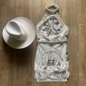 12th Tribe “LIKE GOLD DUST WHITE SEQUIN FRINGE DRESS” Size Medium